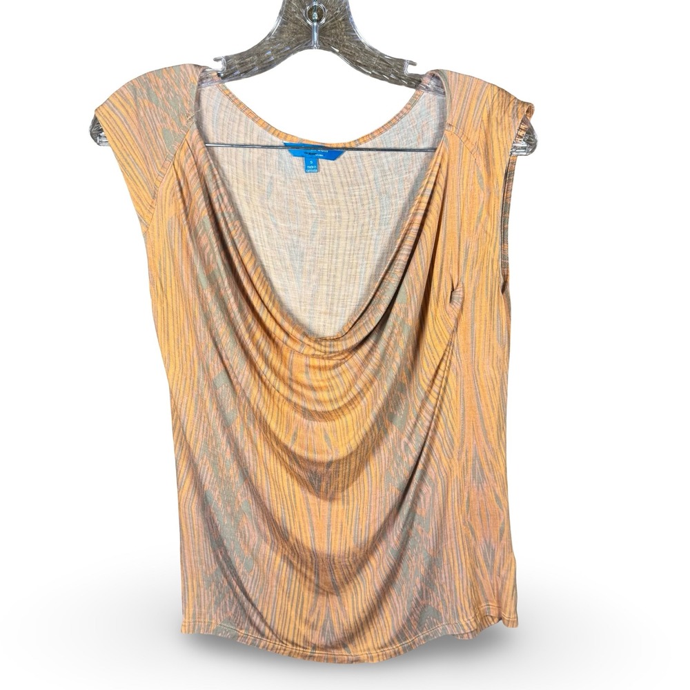 Derek Lam Womens Small Yellow Cowl Neck Sleeveless Top Orange Y2K Workwear